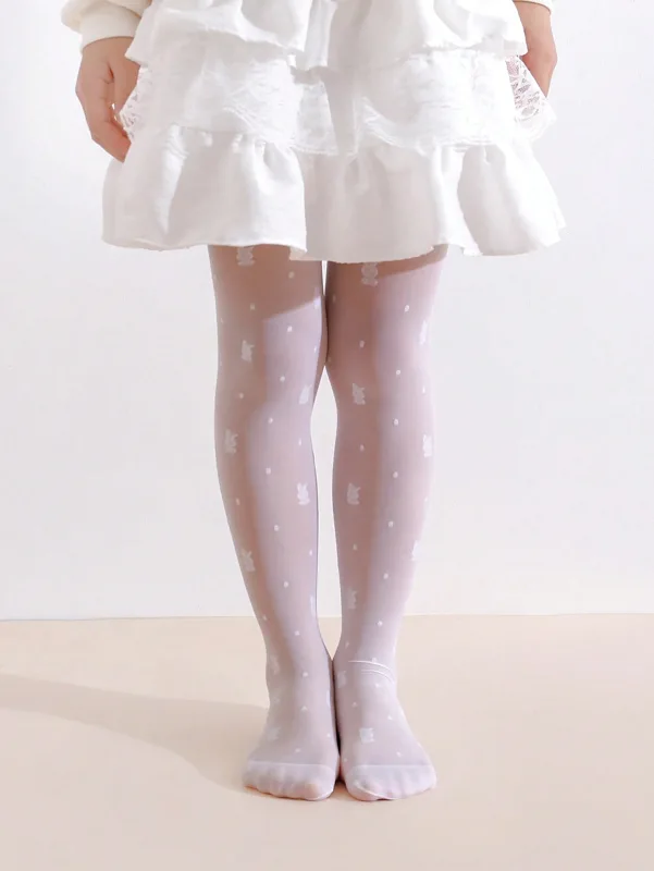 3 パック ガールズ ラビット プリント タイツ 0-14Y - Tights Pantyhose Sheer のレビューと価格