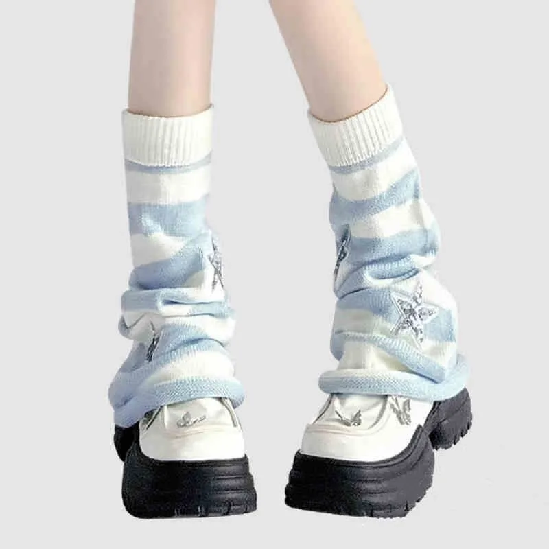 Y2K ストライプ レッグウォーマー スター ラインストーン - Boot Sock Slouchy のレビューと価格