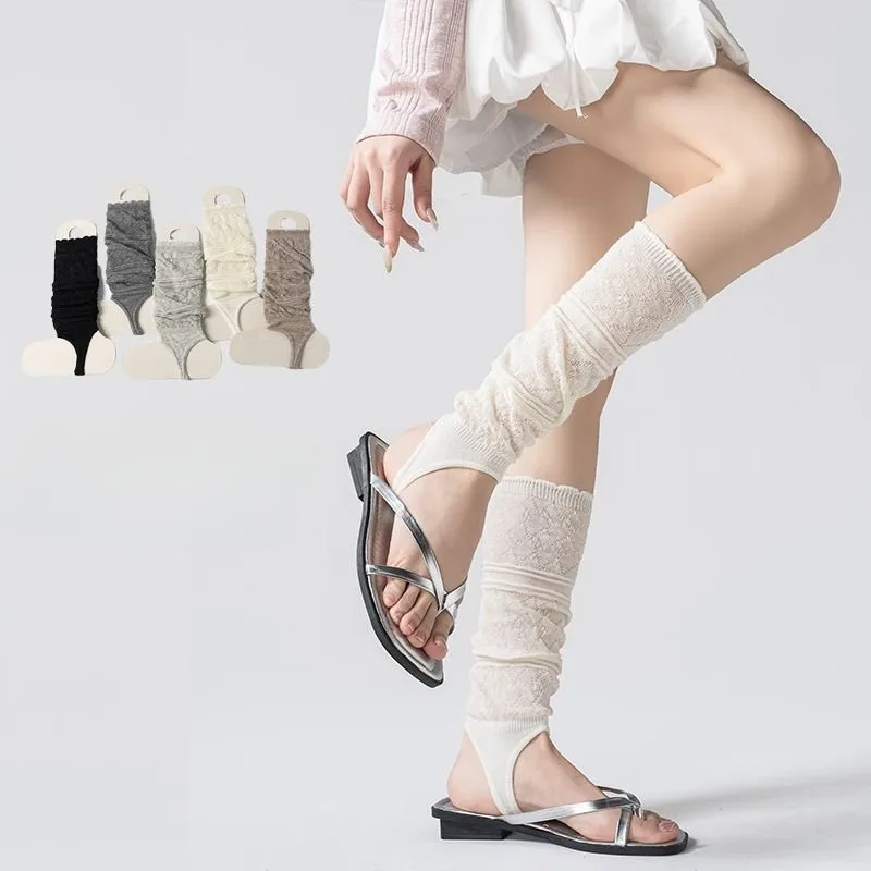 1 ペア美的レトロ中空薄型鐙付きスラウチカーフソックス女性用 - Boot Sock Slouchy のレビューと価格