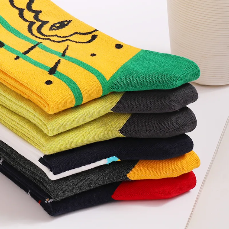 メンズ楽しいドレスソックス5足、パターン面白いソックスパック - Cotton Crew Sock Pack のレビューと価格