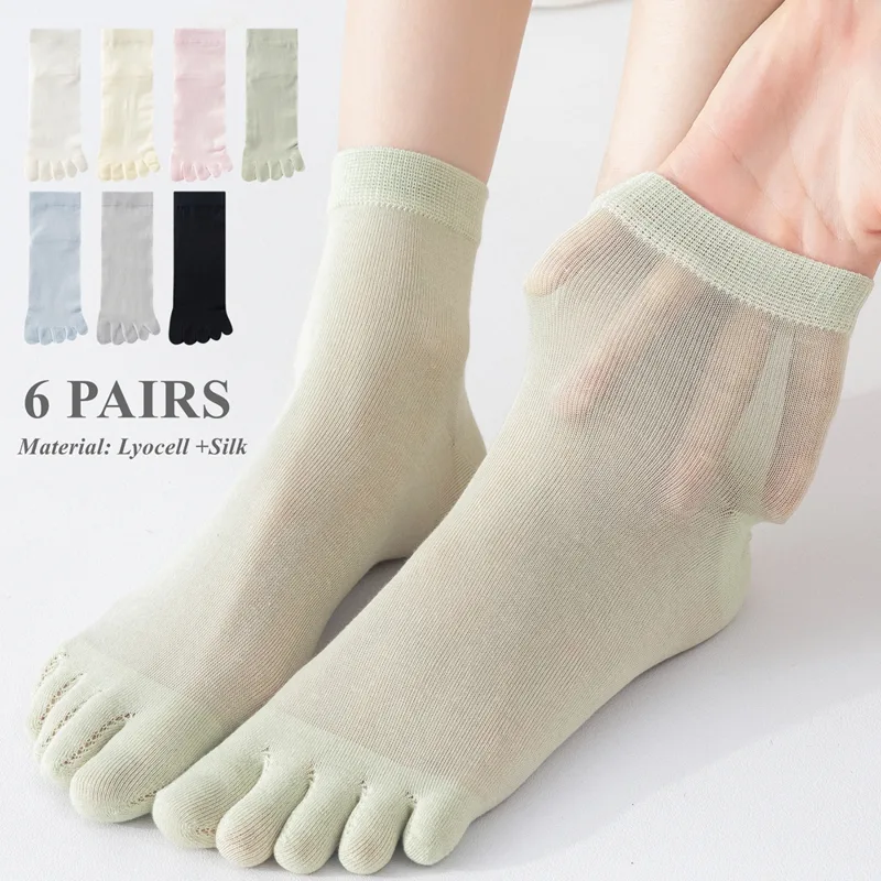 6 ペアマルベリーシルクサマーソックス女性薄型メッシュつま先 - Silk Sock Bamboo のレビューと価格