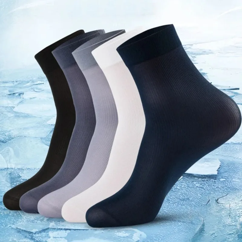 10 ペア新しい通気性男性アイスシルク靴下ソフト弾性超薄型靴 - Silk Sock Bamboo のレビューと価格