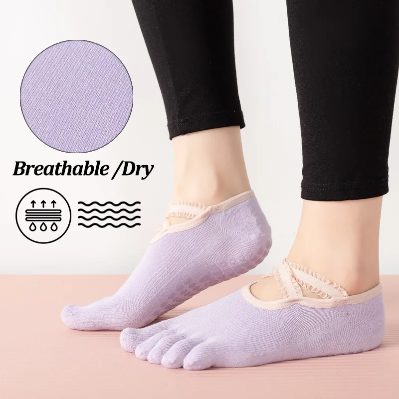 レディースノンスリップピラティスソックス女性レース包帯ヨガソ - Grip Sock Yoga のレビューと価格