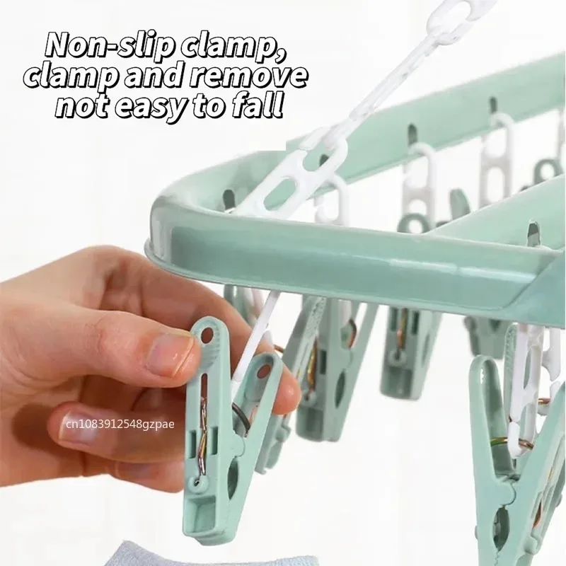 32個のクリップ付き折りたたみ式衣類乾燥ハンガー、防風ソック - Sock Organizer Tray のレビューと価格