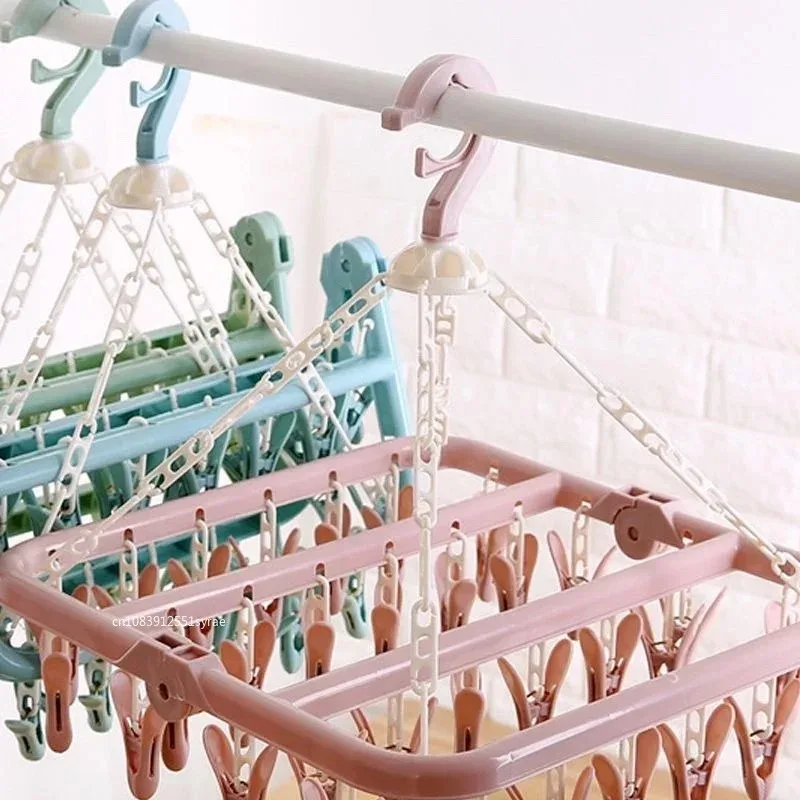 32個のクリップ付き折りたたみ式衣類乾燥ハンガー、防風ソック - Sock Organizer Tray のレビューと価格