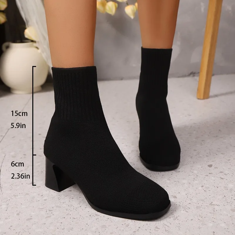 女性のアンクルブーツニットヒールハイヒール春秋と冬モデルベー - No Show Sock Women のレビューと価格