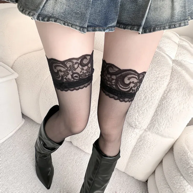 レースストッキング女性ベルト花弾性ストッキング高級黒レースス - Tights Pantyhose Sheer のレビューと価格