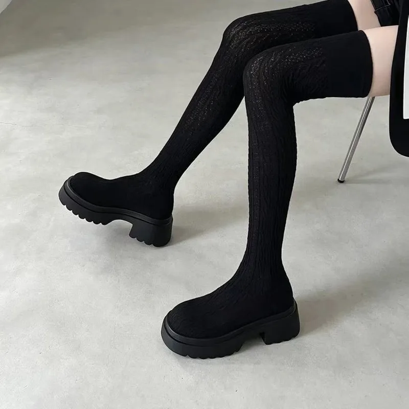 オーバーニーソックスブーツ 2026秋冬新作 ハイニットスト - Knee High Sock Women のレビューと価格