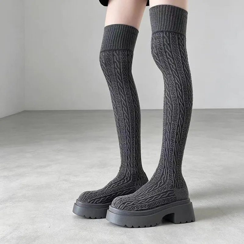 オーバーニーソックスブーツ 2026秋冬新作 ハイニットスト - Knee High Sock Women のレビューと価格