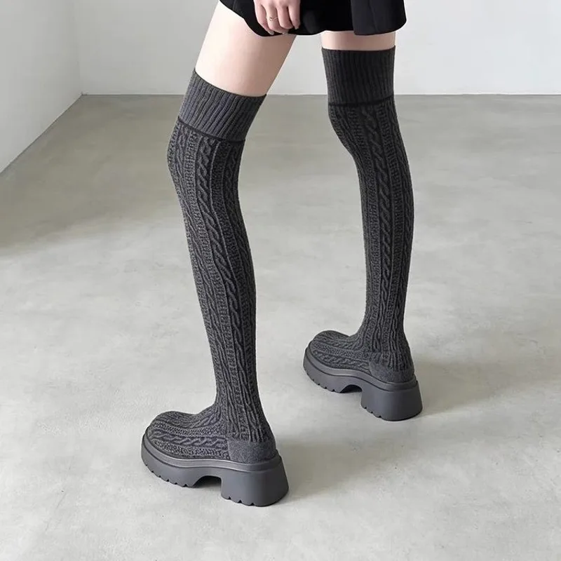 オーバーニーソックスブーツ 2026秋冬新作 ハイニットスト - Knee High Sock Women のレビューと価格