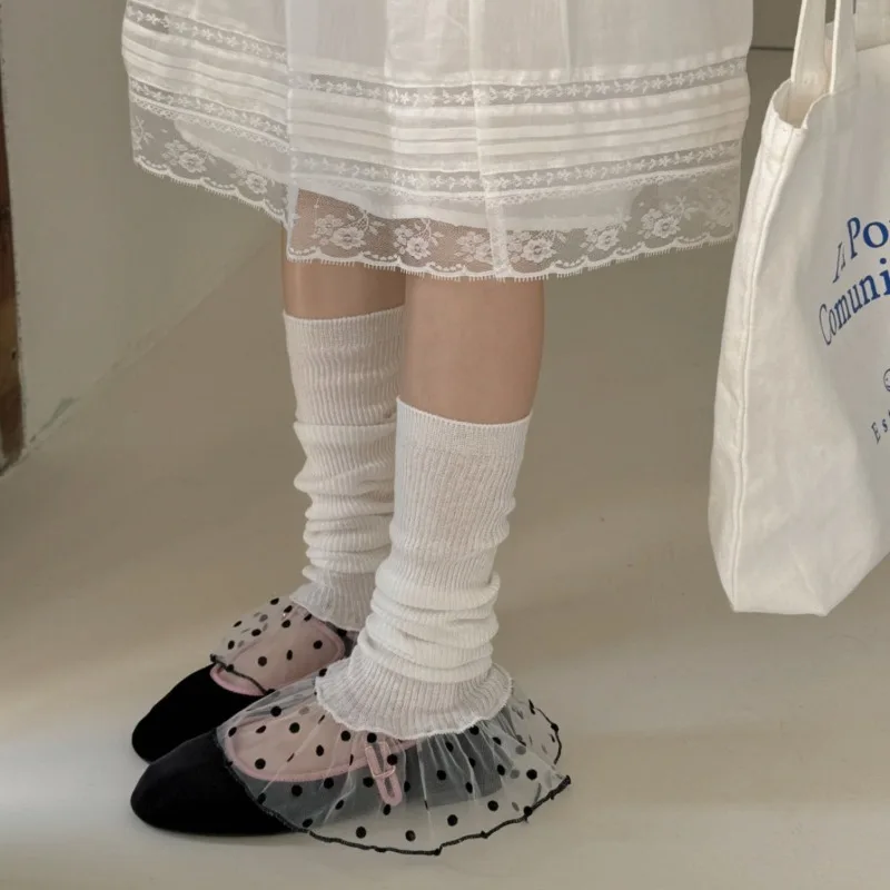 シンプルスタイルのレッグウォーマー、女の子用薄手カラーブロッ - Boot Sock Slouchy のレビューと価格