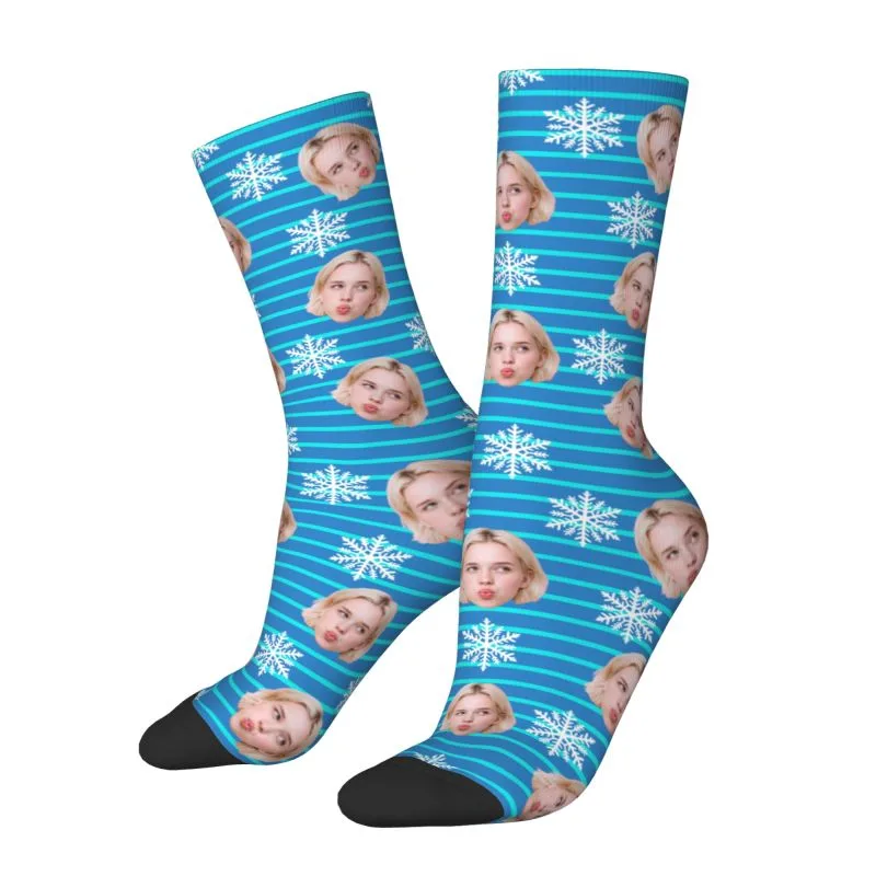 クリスマス顔写真パーソナライズされたカスタム男性女性クルーソ - Dress Sock Men のレビューと価格