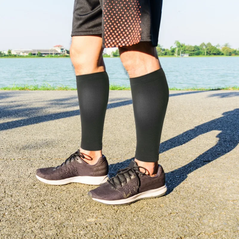 1 ペアフィットネスランニング圧縮スリーブ脚ふくらはぎ男性  - Compression Sleeve Calf のレビューと価格