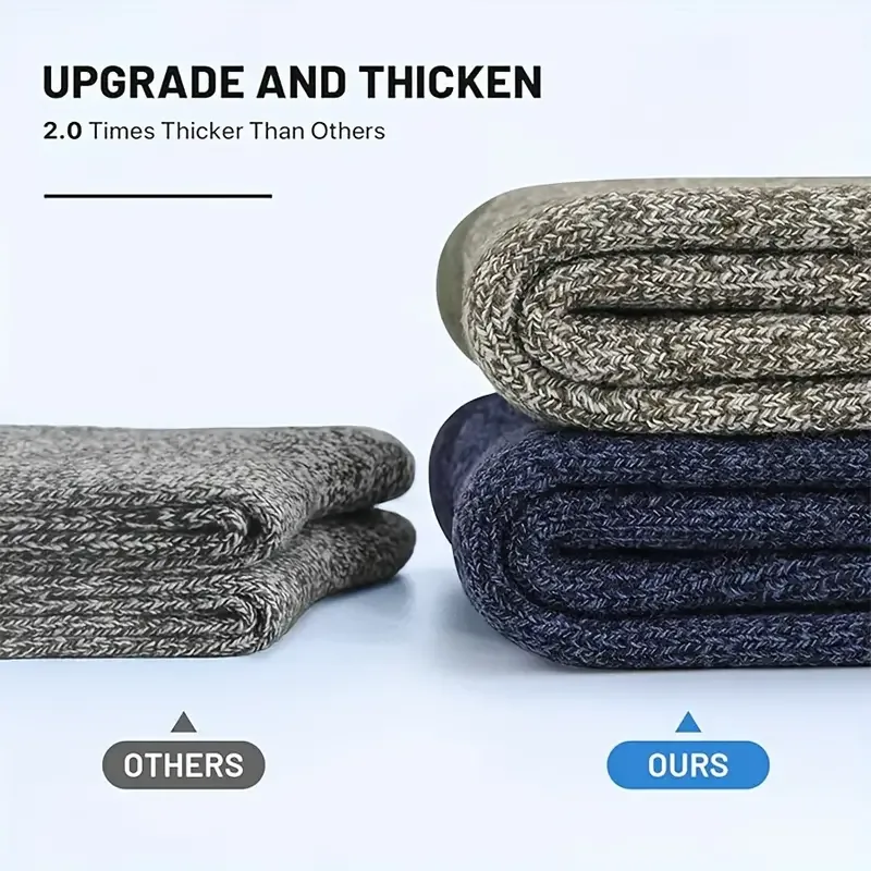 男性用メリノウールソックス5足、超厚手のハイキングソックス、 - Wool Hiking Sock のレビューと価格
