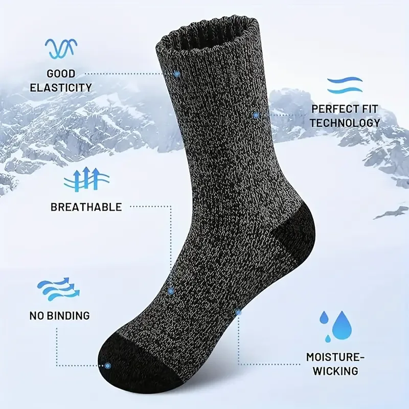 男性用メリノウールソックス5足、超厚手のハイキングソックス、 - Wool Hiking Sock のレビューと価格