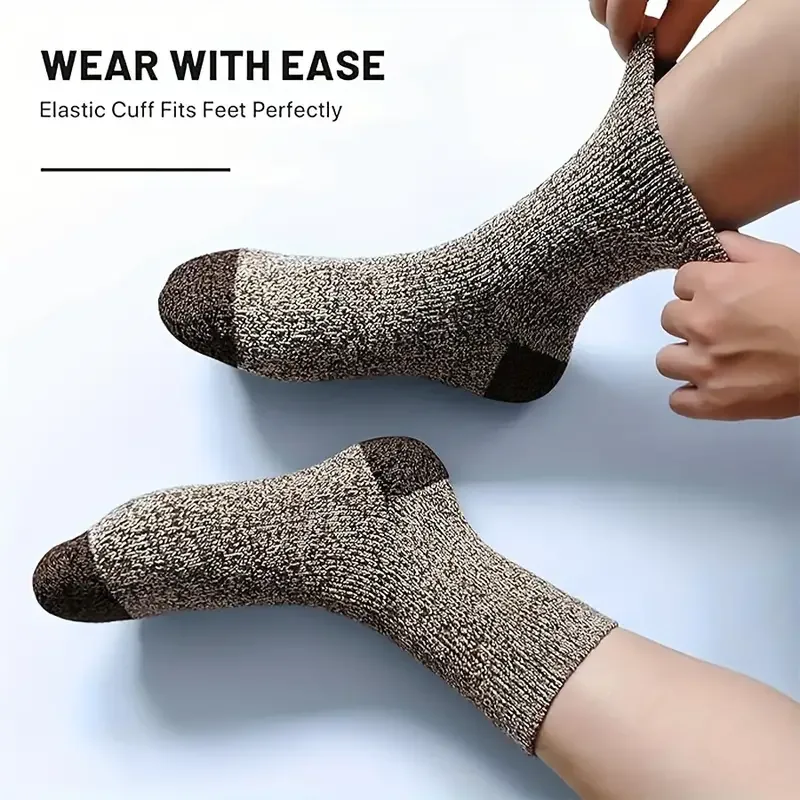 男性用メリノウールソックス5足、超厚手のハイキングソックス、 - Wool Hiking Sock のレビューと価格