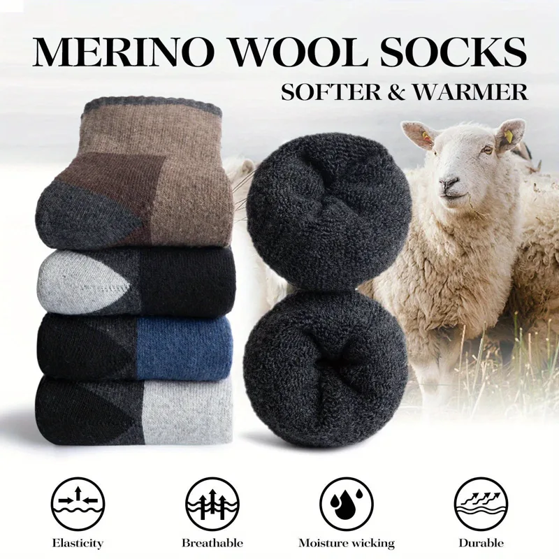 冬メリノウール靴下肥厚暖かい吸湿発散性ハイキングソックス男性 - Wool Hiking Sock のレビューと価格
