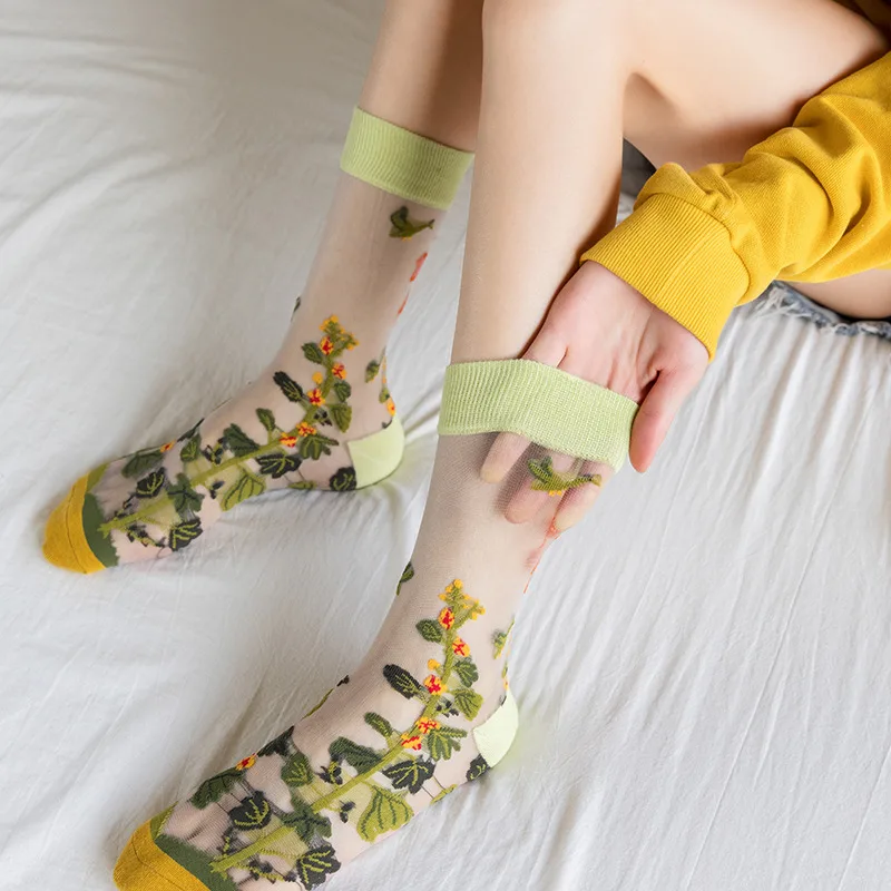 1/4 ペアレトロフラワー女性ガラスシルクソックス夏軽量通気 - Silk Sock Bamboo のレビューと価格