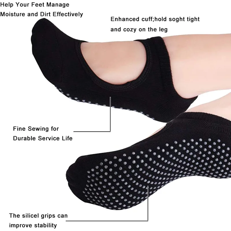 バックレスノンスリップフィットネスピラティスソックス綿女性ス - Grip Sock Yoga のレビューと価格