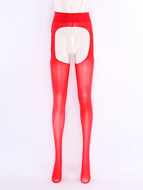 女性用セクシーなオープンクロッチ光沢のあるシースルーストレッ - Tights Pantyhose Sheer のレビューと価格