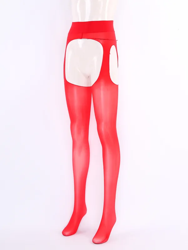 女性用セクシーなオープンクロッチ光沢のあるシースルーストレッ - Tights Pantyhose Sheer のレビューと価格