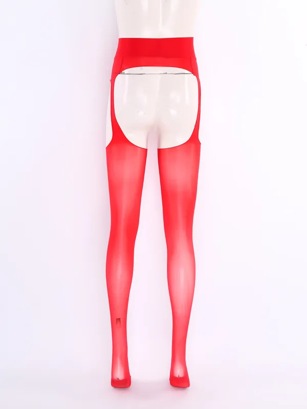 女性用セクシーなオープンクロッチ光沢のあるシースルーストレッ - Tights Pantyhose Sheer のレビューと価格