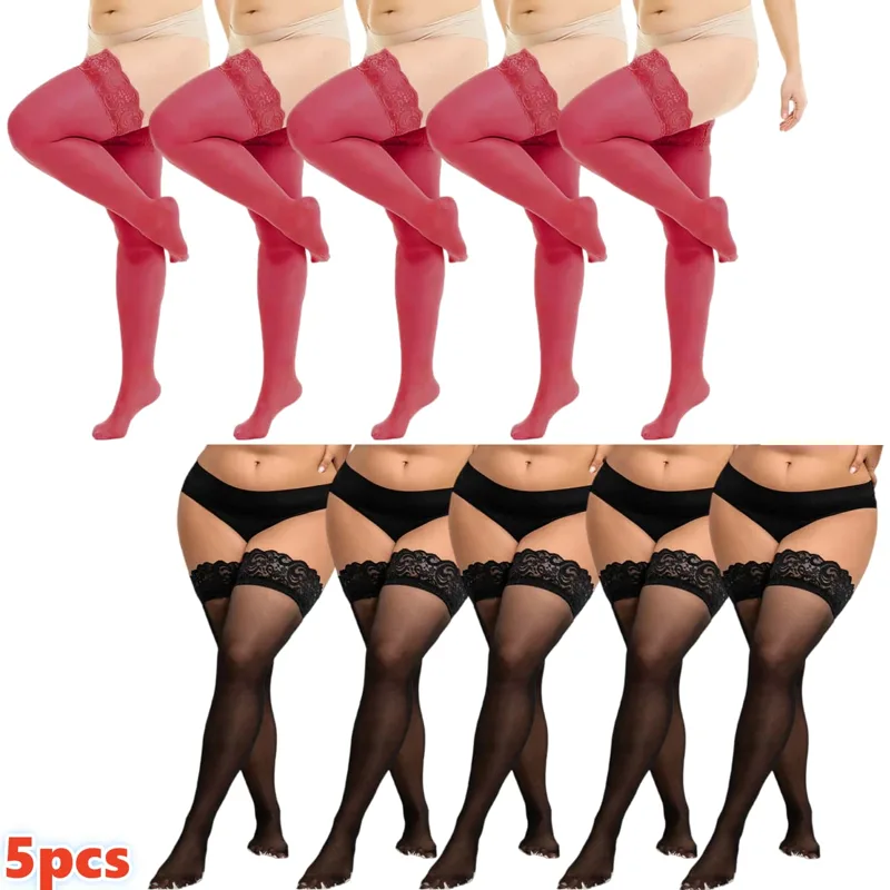 女性用プラスサイズレース太もも丈ストッキング、セクシーで伸縮 - Thigh High Sock Stay Up のレビューと価格