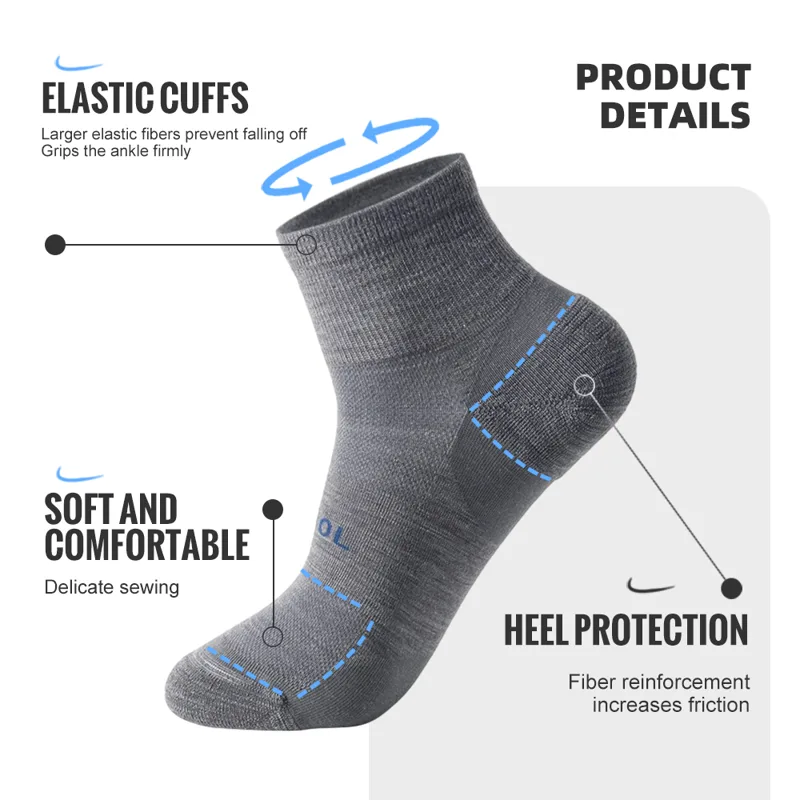 WRELS メリノウール靴下圧縮冬足首綿靴下バスケットボール - Wool Hiking Sock のレビューと価格