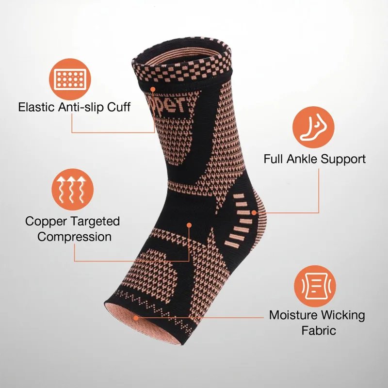 2個入り銅製足首サポーター 男女兼用、足底筋膜炎、スポーツ、 - Ankle Brace Sock のレビューと価格