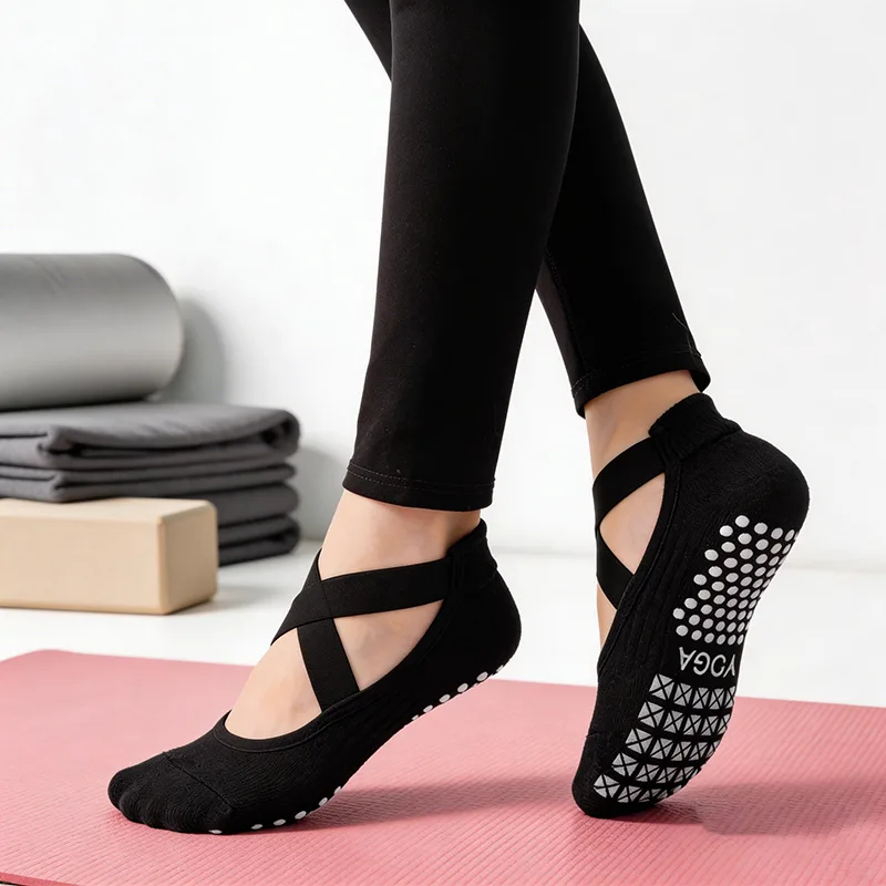 女性ノンスリップヨガソックスシリコーン屋内綿包帯バックレスピ - Grip Sock Yoga のレビューと価格