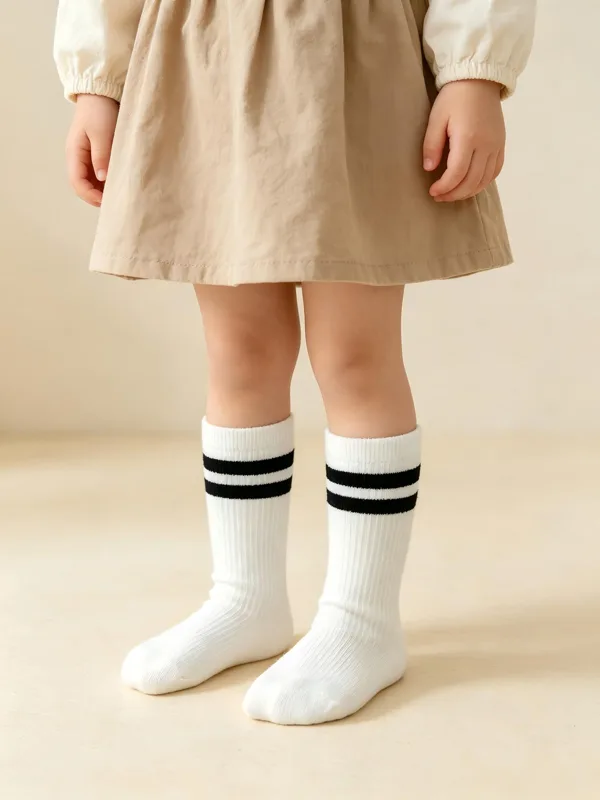 4足組 ベビー・幼児用ストライプ柄クルーソックス 0-8歳向 - Cotton Crew Sock Pack のレビューと価格