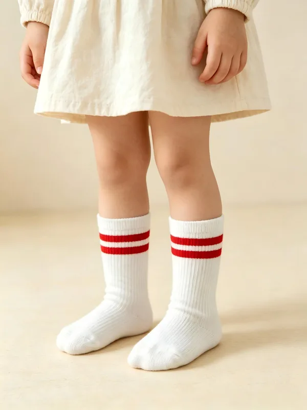 4足組 ベビー・幼児用ストライプ柄クルーソックス 0-8歳向 - Cotton Crew Sock Pack のレビューと価格