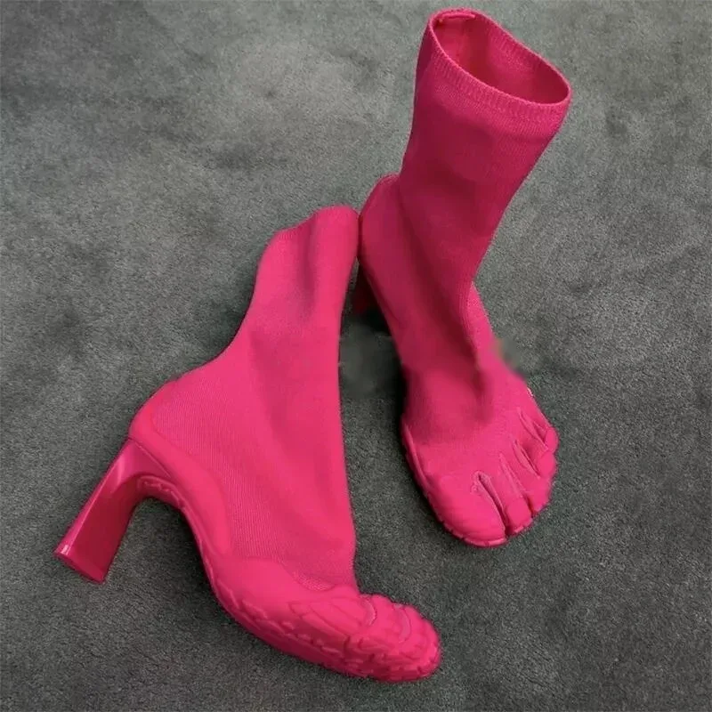 五本指トゥファッションノベルティレディースブーツ ブラック/ - Toe Sock Split のレビューと価格