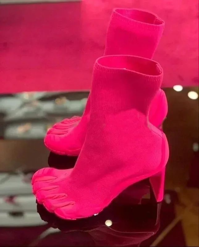 五本指トゥファッションノベルティレディースブーツ ブラック/ - Toe Sock Split のレビューと価格