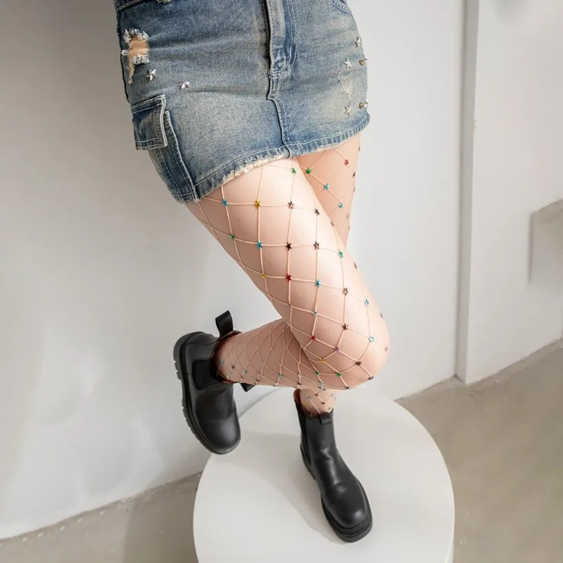 Y2K カラフルな網タイツ 大きなメッシュ ドーパミン ライ - Fishnet Stocking Women のレビューと価格