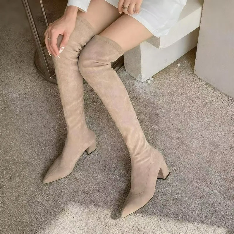 セクシーなレディースブーツ、ポインテッドトゥ、ニーハイブーツ - Knee High Sock Women のレビューと価格