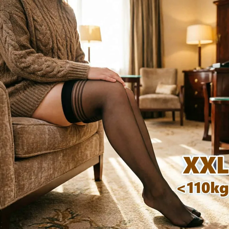 プラスサイズ太もも丈ストッキング レディース ストライプ柄  - Thigh High Sock Stay Up のレビューと価格