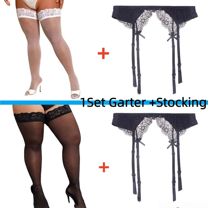 2 個の女性用サスペンダーレースストッキングとガーターベルト - Tights Pantyhose Sheer のレビューと価格