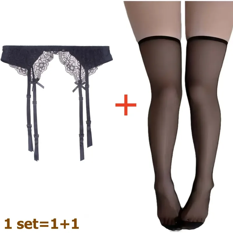 2 個の女性用サスペンダーレースストッキングとガーターベルト - Tights Pantyhose Sheer のレビューと価格