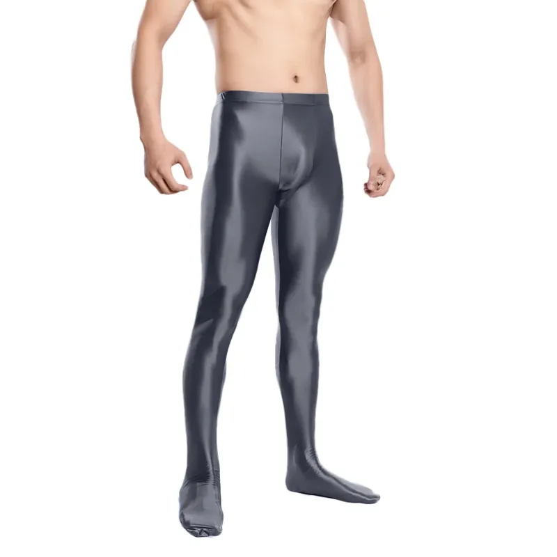 メンズフィットネスヨガレギンスオイル光沢のあるキャンディーカ - Tights Pantyhose Sheer のレビューと価格
