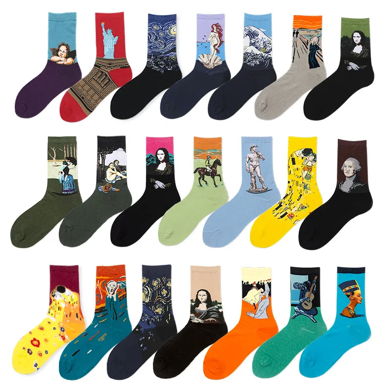 ヴァンゴッホの世界的に有名な油絵ソックス,綿,女性と男性用, - Cotton Crew Sock Pack のレビューと価格