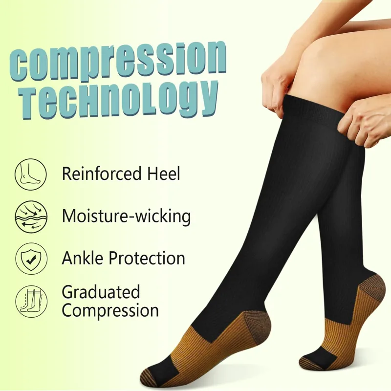 6 組のソリッドカラーの銅製圧縮ソックス ナース用圧縮ソック - Compression Sock Medical のレビューと価格