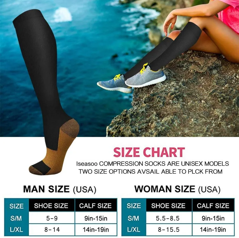 6 組のソリッドカラーの銅製圧縮ソックス ナース用圧縮ソック - Compression Sock Medical のレビューと価格