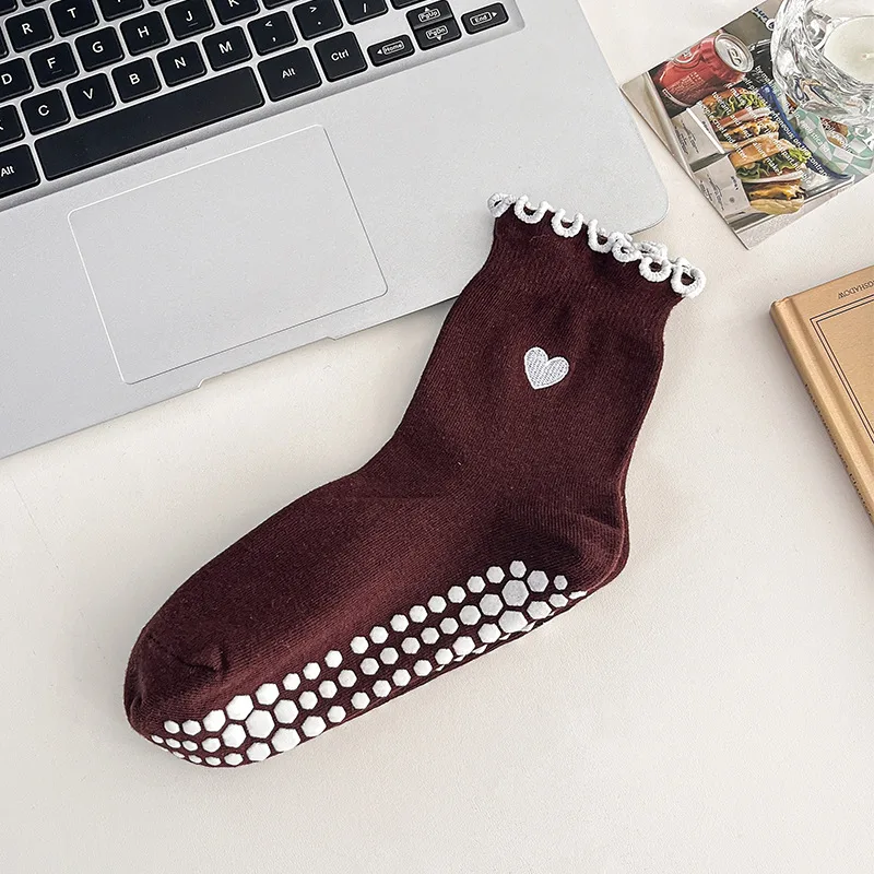 3 ペア女性ハート柄フリルヨガピラティスソックスノンスリップ - Grip Sock Yoga のレビューと価格