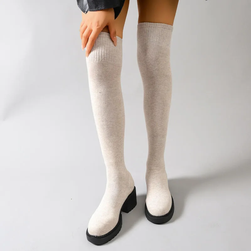 チャンキープラットフォームオーバーザニーブーツ女性 2026 - Knee High Sock Women のレビューと価格