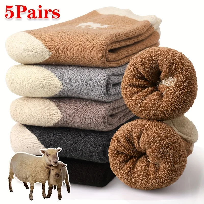 5 組のサーマルウィンターソックス厚みのある豪華な吸汗性ミッ - Thermal Sock Winter のレビューと価格