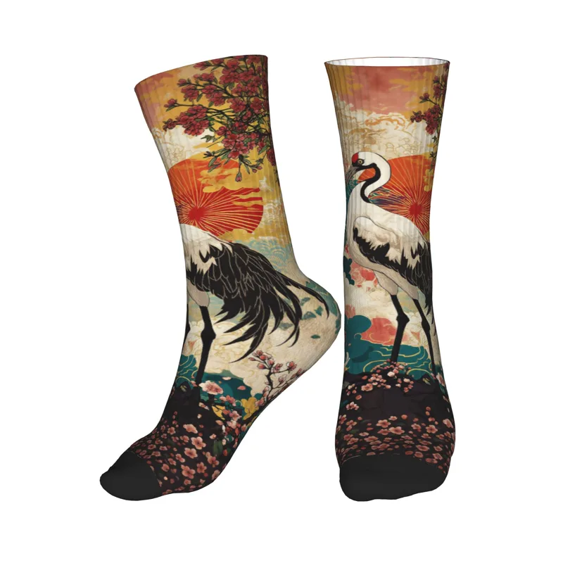 ファッションメンズ浮世絵ダブルクレーン桜太陽オリエンタルドレ - Dress Sock Men のレビューと価格