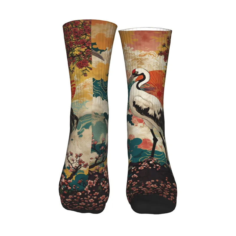 ファッションメンズ浮世絵ダブルクレーン桜太陽オリエンタルドレ - Dress Sock Men のレビューと価格