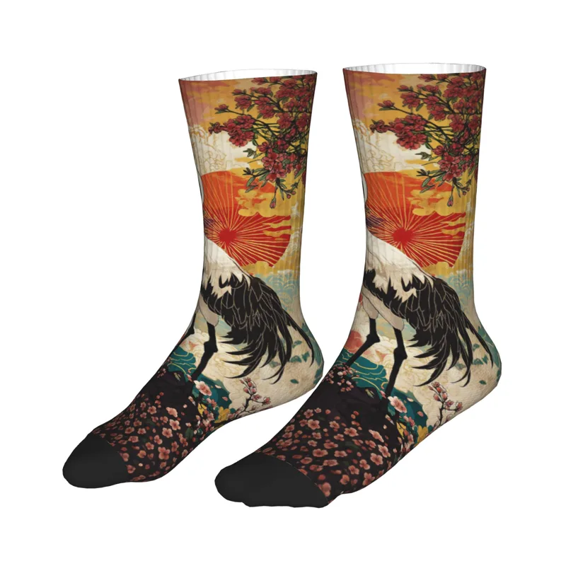 ファッションメンズ浮世絵ダブルクレーン桜太陽オリエンタルドレ - Dress Sock Men のレビューと価格