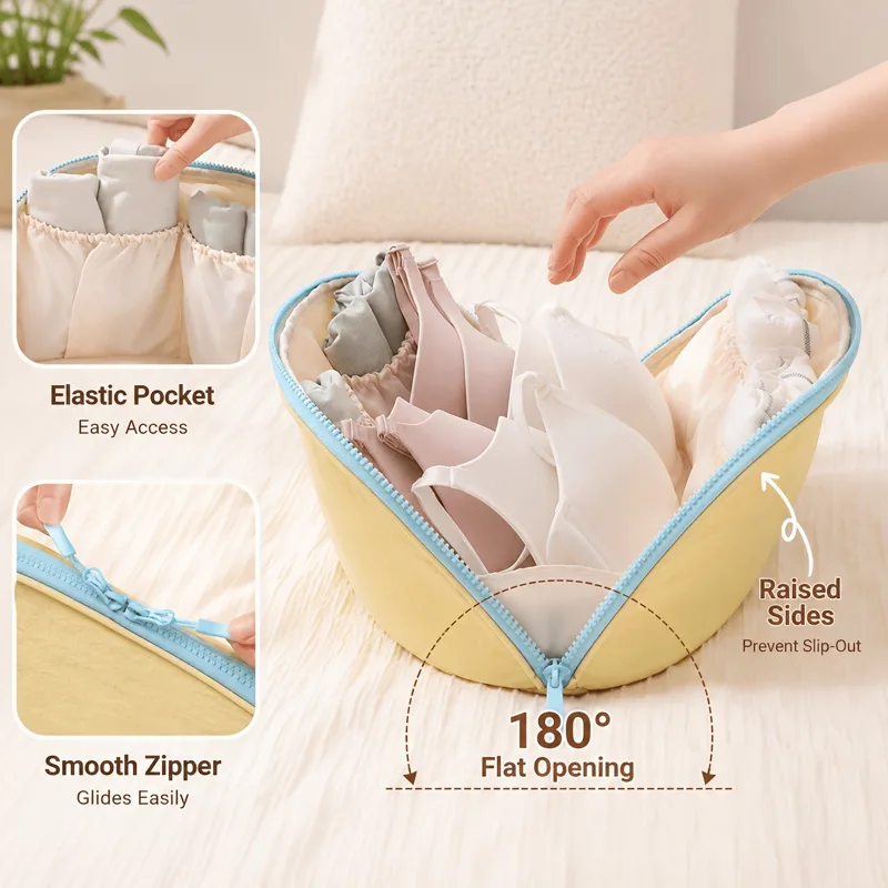 3in1カップ型ブラジャー収納バッグ、旅行用下着や靴下用の多 - Sock Organizer Tray のレビューと価格